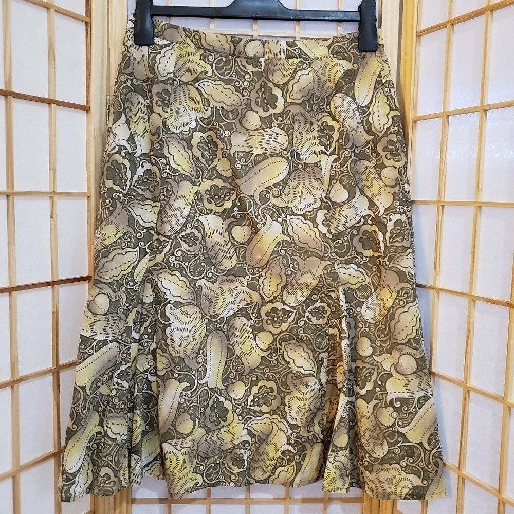 J.Jill Women's Floral Zip Closure Lined Skirt Sz 8